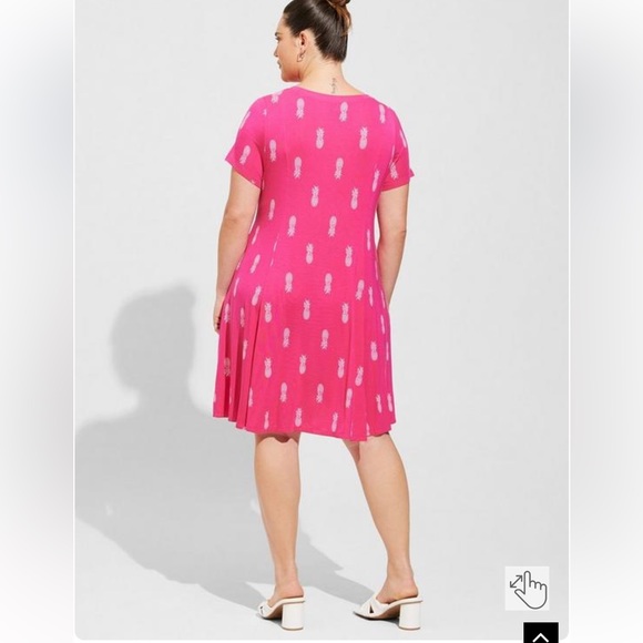 Mini Super Soft Fit N Flare Dress - Pink Pineapple - Torrid size 00 (equals 10) - Picture 3 of 10